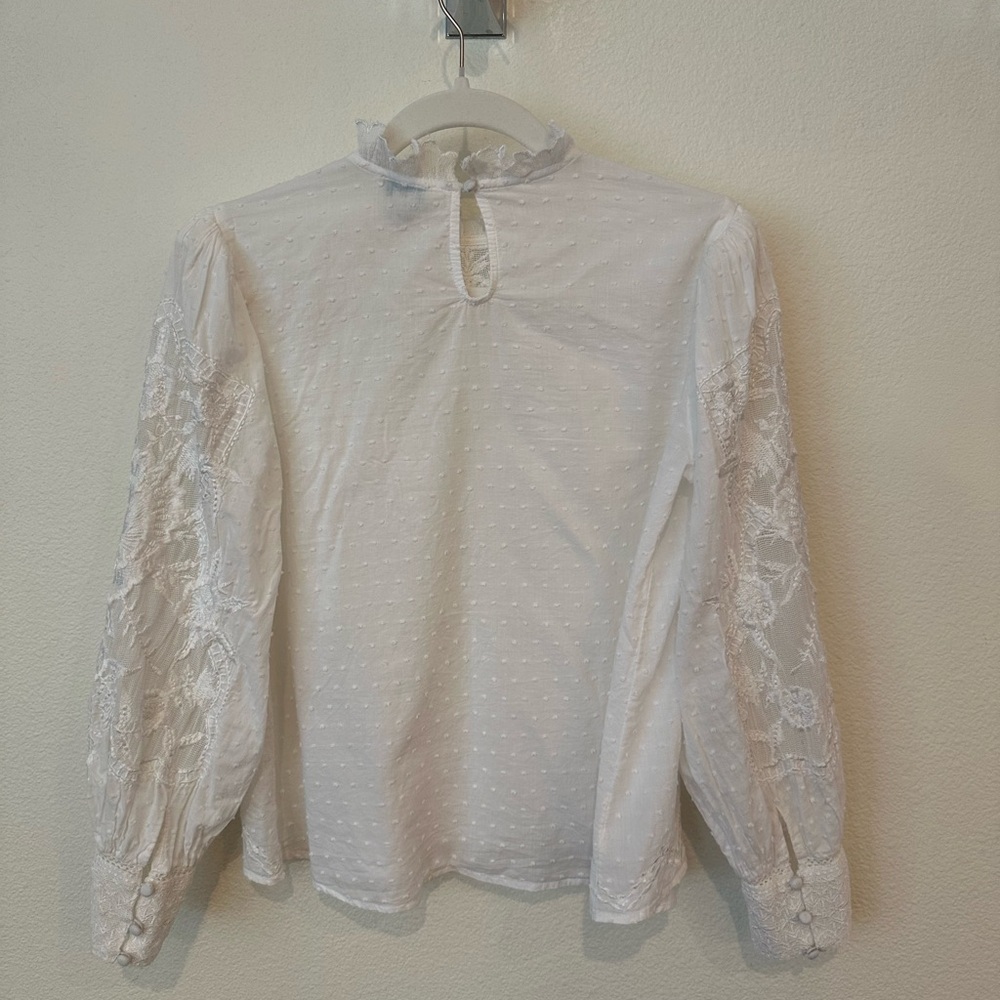 Sundance White Ruffled Bib Collar Blouse - Picture 3 of 5